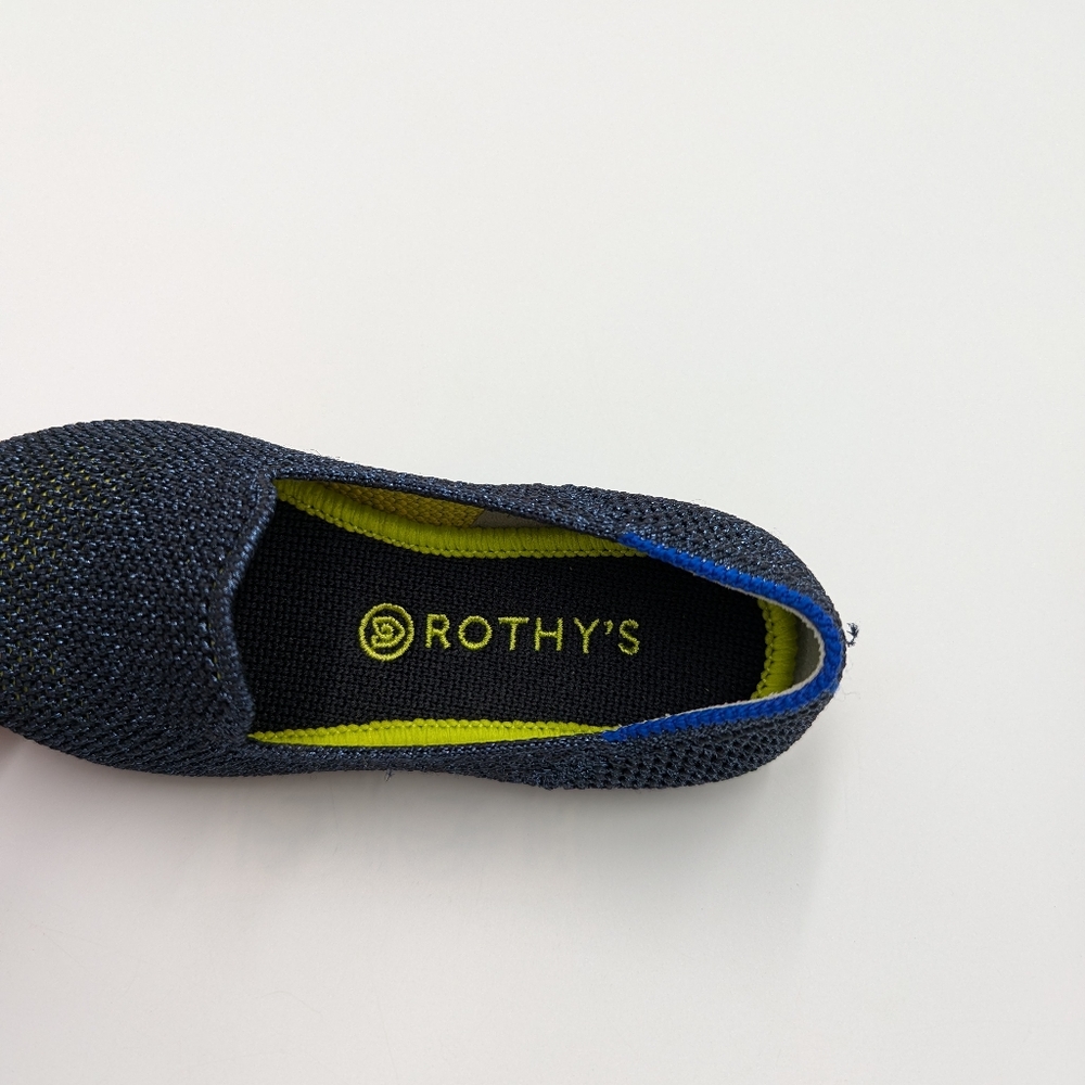 Rothy’s Girls Loafer Night Sparkle Navy Blue Metallic Slip On Kids Shoes Size 10 - Picture 7 of 7